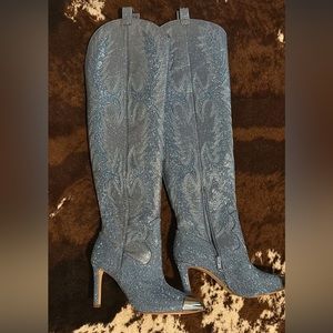 Giant Binini blue rhinestone boots